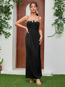 Robe de soirée longue sexy en satin multicolore à dentelle et lanières, robe de bal de promo noire formelle, pour invités de mariage, remise des diplômes, dîner