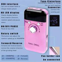 Máy khoan móng tay cầm tay điện chuyên nghiệp 45000RPM có thể sạc lại, máy chà nhám móng tay tiếng ồn thấp cho tiệm làm móng tay - Nhiều màu - Xem 2