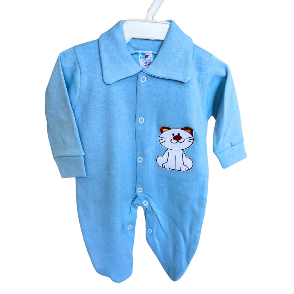 Set Of 3 Unisex Button Jumpsuits RN-9 MONTHS - 淺藍色 - 查看 1