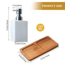 Dispensador de jabón de mano de cerámica con bandeja de jabón de bambú, juego de 3 piezas para el baño, decoración del hogar, decoración de otoño, de vuelta a la escuela