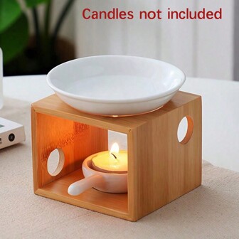 1套陶瓷精油燃燒器擴香器,中空花卉茶燭座芳香療法加熱器,節日家居裝飾情人節