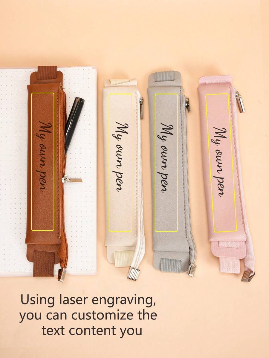 Tempat Pena Notebook Warna Solid Kustom, Bahan PU, 1 Buah, Kantung Pena Elastis, Cocok untuk Musim Kembali ke Sekolah, Dapat Digunakan Kembali - MultiWarna - View 1