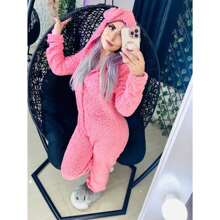 Pijama suave comoda gorro cierre - Rosa Pálido - Ver 2