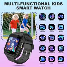 Reloj inteligente para niños: llamadas, cámara, grabadora de video, linterna, reproductor de música, 8 juegos. Gran regalo para niños, estudiantes, niñas, cumpleaños, Navidad. No incluye tarjeta. - Negro - Ver 2