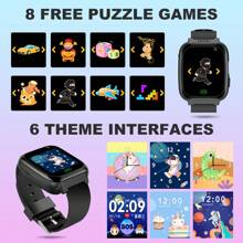 Reloj inteligente para niños: llamadas, cámara, grabadora de video, linterna, reproductor de música, 8 juegos. Gran regalo para niños, estudiantes, niñas, cumpleaños, Navidad. No incluye tarjeta. - Negro - Ver 4