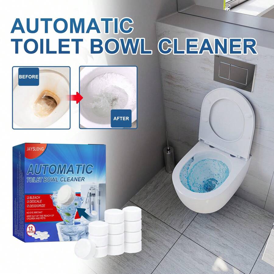 Toilet Tank Cleaner, Household Toilet Deodorizing & Stain Removing Descaling Effervescent Tablets - White - View 1