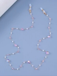 1pc Women's Crystal Plum Blossom & Faux Pearl Anti-Drop Elegant Eyeglasses/Mask Chain, Suitable For Daily Use - Multicolor - View 8