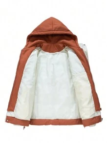 Men's Casual Loose Thick Windproof Waterproof Cold-Resistant Hooded Winter Coat Outerwear, Fall/Winter - Apricot - View 3