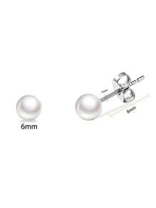 5 Pairs Cute Stainless Steel Hypoallergenic Faux Pearl Stud Earrings Set For Women, Silver Girls Dainty Faux Pearl Cartilage Earrings Gift Jewelr