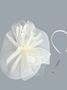 1pc Vintage Bride Feather Hat, Racing Carnival Fascinator, Net Veil Hair Clip, Solid Color Elegant Polyester Headpiece, Suitable For Spring, Summer, Autumn And Winter Mini Hat Tiny Hat Derby Hat Mini Cap - L-1775 - View 8