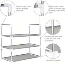 3/4/5 Tier Shoe Rack Metal Frame Small Shoe Storage Organiser Non-Woven Fabric Layer Space-Saving And Versatile Stackable Shoe Shelf For Closet Entryway Hallway