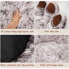 Winter Hot Cute Bear Paw Shaped Dog Bed And Cat Bed, Calm Donut Dog Bed, Warm And Comfortable Soft Dog Round Bed, Plush Dog And Cat Cushion Bed - màu nâu - Xem 2