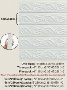 1件装3D立体自粘踢脚线 - 欧式风格，通用防水易安装家居装饰墙饰条，适用于房间翻新和DIY | 2026年情人节和新年装饰 | 复活节和圣诞节的完美节日家居装修礼物 - 白色 - 查看 3