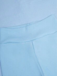 SHEIN Ribbed Knit Pants For Baby Girls And Boys, 2 Pieces, Soft, Hypoallergenic, Comfort Waistband, No Elastic, Perfect Fit, Ribbed Knit, 100% Cotton - 淺藍色 - 查看 4