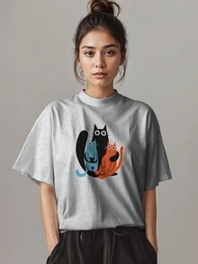 T-Shirt Cute Kitten Cat Shirt Family REF 4210 FLUXO FX - 灰色 - 查看 4