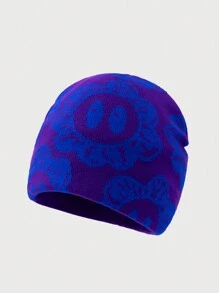 1pc Men's Unique Sunflower Embroidery Beanie Hat, Suitable For Autumn Winter Daily Wear Halloween Fall Outfit - Multicolor - View 3