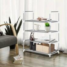 3/4/5 Tier Shoe Rack Metal Frame Small Shoe Storage Organiser Non-Woven Fabric Layer Space-Saving And Versatile Stackable Shoe Shelf For Closet Entryway Hallway