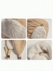 1pc Toddler Plus Fleece Thick-Lined Winter Hat With Ear Flaps, Windproof Ski Pilot Cap For Baby Boys And Girls, Autumn/Winter