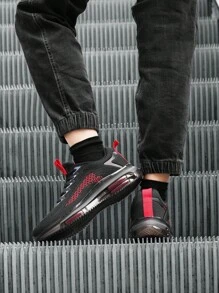 Men's Knitted Upper Breathable Height-Enhancing Shock-Absorbing Sports Shoes Are Fashionable And Versatile, Suitable For Daily Campus Wear And Casual Sports Shoes