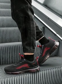Men's Knitted Upper Breathable Height-Enhancing Shock-Absorbing Sports Shoes Are Fashionable And Versatile, Suitable For Daily Campus Wear And Casual Sports Shoes