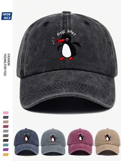 NOOT Baseball Kappe, unisex, lustiger Pingu Pinga Pinguin TV Gekrümmter Schirm Hut, für Pendeln & Lässig, verstellbar, modischer Sonnenhut für Männer und Frauen, toller Accessoire und Geschenk für Frauen im Herbst & Winter Halloween