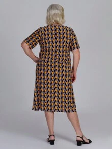 Kit 2 Ladies Cold Mesh Dress Loose Longuete Short Sleeve Curve Evangelical Fashion Midi Liganete Plus - Bộ 2 mẫu in đa dạng - Xem 7