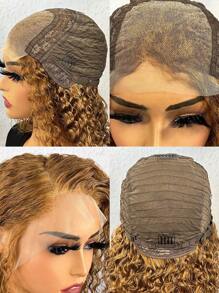 Honey Blonde 4x4 Curly Closure Lace Wig Human Hair 180% Density Pre Plucked With Baby Hair Natural Hairline Lace Frontal Wigs For Women
