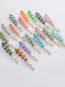 1 件波西米亚手工编织雏菊花钥匙扣和挂绳，免费配色撞色钥匙扣饰物和支架，适合送给母亲、家人、朋友、生日、节日的手机饰物、手机链的礼物 - 彩色 - 查看 4