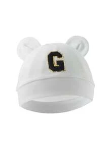 1pc Baby 26 Letter Tire Cap, Soft Cotton Warm, Suitable For Boys And Girls Newborn Daily Life Use. - White - View 17