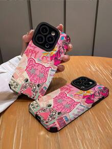 1pc Leopard & Tiger Pattern Vertical Striped Faux Leather Anti-Fall Anti-Fingerprint Shock-Proof Phone Case, Compatible With Apple And Models Waterproof Scratch Resistant