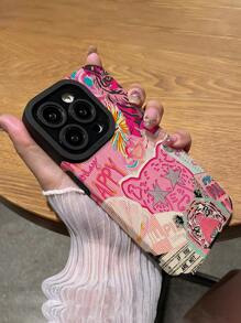 1pc Leopard & Tiger Pattern Vertical Striped Faux Leather Anti-Fall Anti-Fingerprint Shock-Proof Phone Case, Compatible With Apple And Models Waterproof Scratch Resistant