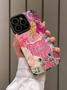 1pc Leopard & Tiger Pattern Vertical Striped Faux Leather Anti-Fall Anti-Fingerprint Shock-Proof Phone Case, Compatible With Apple And Models Waterproof Scratch Resistant