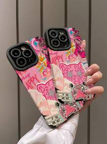 1pc Leopard & Tiger Pattern Vertical Striped Faux Leather Anti-Fall Anti-Fingerprint Shock-Proof Phone Case, Compatible With Apple And Models Waterproof Scratch Resistant