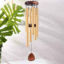 6-Tube Vintage Style Aluminum Alloy Wind Chime, Home Decor Ornament Hanging Accessory, Creative Gift - Black - View 8
