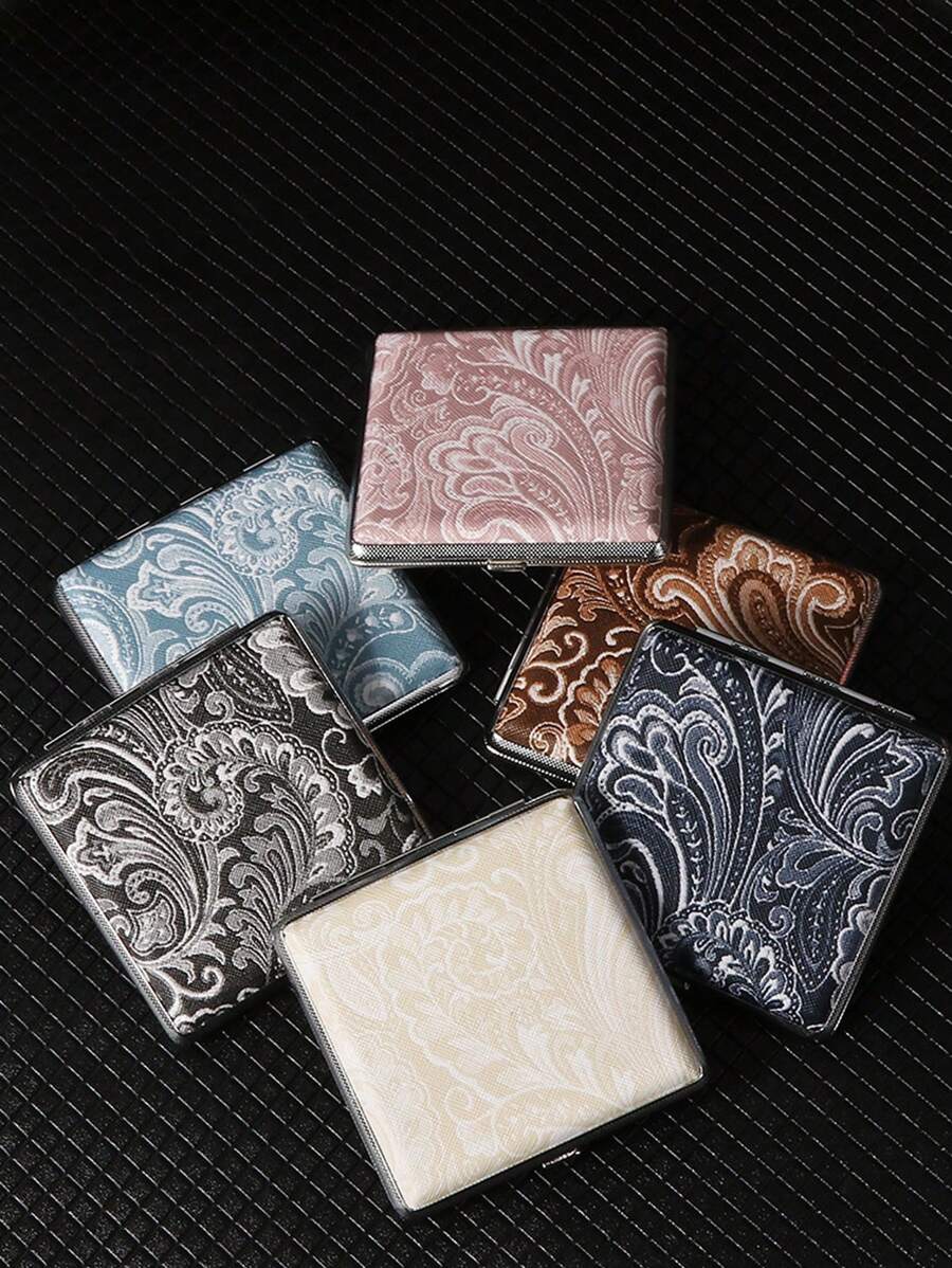 1pc Classic European Pattern Metal Cigarette Case, Large Capacity, Slim, Portable Smoking Box Halloween, Smoking Accessories, Cigarette Pouch, Cigarette Storage, Cigarette Holder Case - Multicolor - View 1