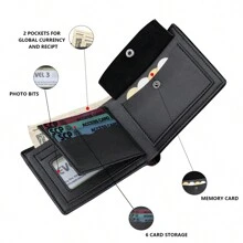 Męski jednolity kolor mały portfel na karty kredytowe mały portfel z okienkiem na dowód osobisty składany na pół dla nauczycieli, prezent dla mężczyzn, biznesowy portfel młodzieżowy z wieloma przegródkami na karty kredytowe męski ultracienki przenośny biały kołnierzyk, odpowiedni dla studentów college'u, praca, biznes, dojazdy do pracy, biuro duża pojemność wiele przegródek na karty, styl biznesowy casual, prezent urodzinowy, prezent na ukończenie szkoły, prezent na dzień ojca