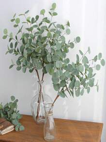 Set de 5 piezas/3 piezas/1 pieza de 60cm Ramas falsas de eucalipto de tacto real, hojas verdes artificiales a granel para ramos de boda, floreros, arreglos florales, decoración de mesas del hogar y oficina, decoración verde tipo granja, San Valentín, regalo