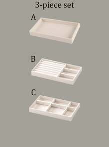 7 件/套珠宝展示托盘，天鹅绒珠宝收纳盒，戒指耳环项链珠宝收纳托盘，可堆叠珠宝架托盘，化妆品收纳和展示，适用于假日海滩、浴室收藏、卧室收藏，大容量 - 彩色 - 查看 25