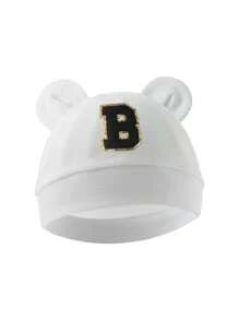 1pc Baby 26 Letter Tire Cap, Soft Cotton Warm, Suitable For Boys And Girls Newborn Daily Life Use. - White - View 31