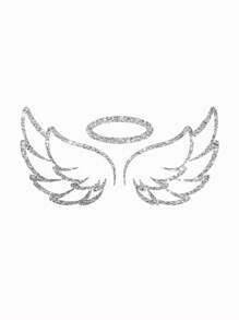 1pc Sparkling Rhinestone Guardian Angel Wings Vinyl Sticker - Car Truck Van Window Wall Cup Laptops Decal - one-size - View 12