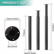 Table Legs Breakfast Bar Leg 710-1100mm Adjustable DIY Metal Folding Desk Legs Kitchen Worktop Loft Legs For Furniture Table Coffee Table Dining Table 60mm Diameter(Black) - Black - View 8