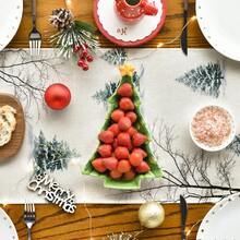 Cărucior de masă pentru Crăciun Fericit, fundă roșie cu buline stele Bucătărie decor pentru masă, sărbători de iarnă, fermă, decorațiuni pentru casă, pentru interior, în aer liber, pentru petrecere, pentru vacanță, cadou de Anul Nou. - Multicolor - Vizualizare 7