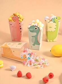 12/24 件派对礼品袋，可爱恐龙卡通，一次性容器纸袋，四种不同颜色的礼品填充袋，桌面中心装饰，生日装饰用品，送给朋友的礼物，适用于室内家庭客厅派对用品，电影必备道具，户外派对节日装饰 - 彩色 - 查看 5