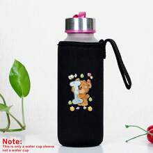 Capa para Garrafa de Água Isolada 550ml Copo de Vidro Universal Portátil Anti Escaldante Corda de Elevação Água Café Leite CháFrio Capa de Copo Isolante Mão a Mão com Elevação Anti Escaldante Canudo Espessado Organizador Externo Viagem Moda Carta Impressa Série