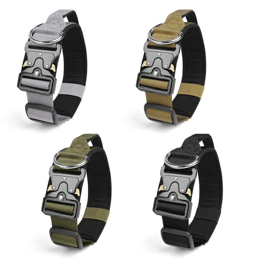 1 件中型/大型犬项圈，耐用抗撕裂，带手柄，户外战术狗牵引绳项圈