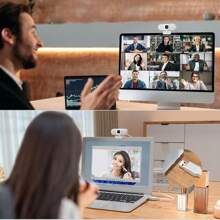 Nuroum V15-AFL White Light Adjustment Broadly Compatible Live Web Class Optimization 2K Web Camera With Light.Usb Network Camera With 2k Resolution And Light Adjustment Mode For Video Conference And Live Streaming.2K Auto-Focus Webcam With Built-In Dual Noise Reduction Microphone 3-Level Touch-Adjustable LED Fill Light For Laptop Desktop PC.Network Camera, Real-Time Streaming, Flexible Full Hd Webcam With Microphone & Led Light For Computer - trắng - Xem 7