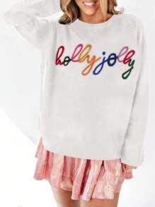 Women's Holly Jolly Elegant Sweater, Winter Clothing - White - View 5