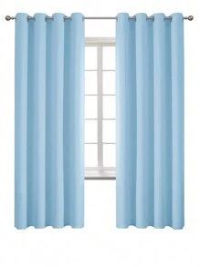 Estelar Textiler 素色單片遮光窗簾淡藍色極簡窗簾適用於客廳、臥室 - 淺藍色 - 查看 26