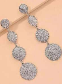 一对奢华水钻镶嵌圆形长耳环，简约韩式风格首饰 - MS378 - 查看 5