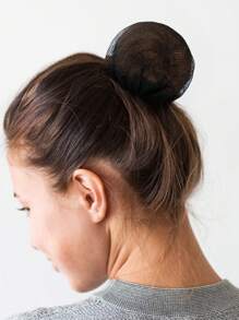 3pcs/Set Black Ordinary Elastic Hair Nets For Dancing, Ballet Bun Cover, Hair Styling Accessories,Ponytail,Hair Ties,Hair Elastics,Hair Rope - Black - View 2